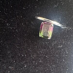 Elegant Silver with Mystic Topaz Gemstone Adjustable Ring.